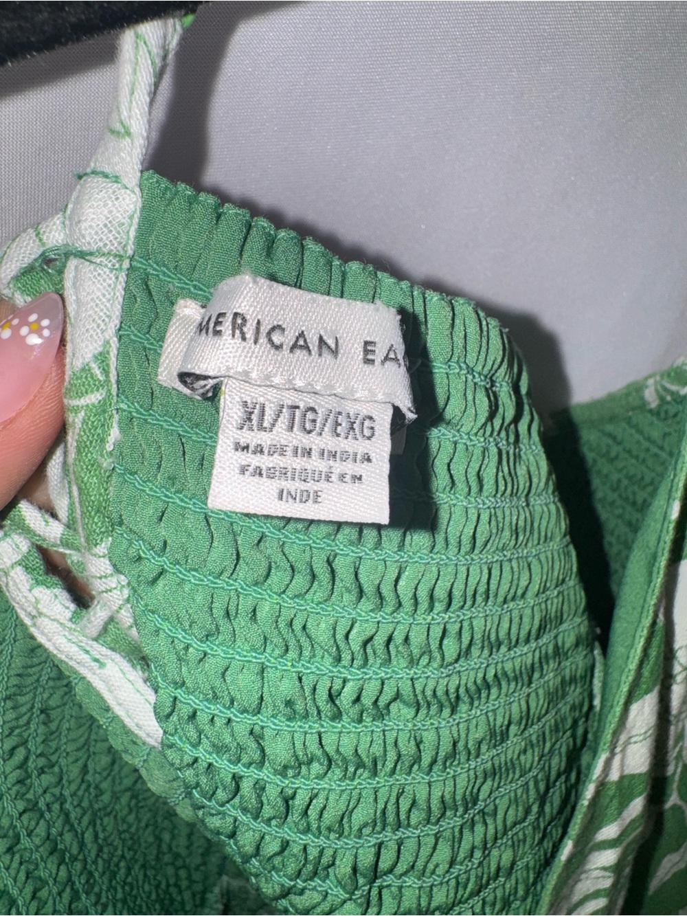 American Eagle Green & White Floral Cutout Maxi Cotton/Linen Dress - Picture 8 of 10